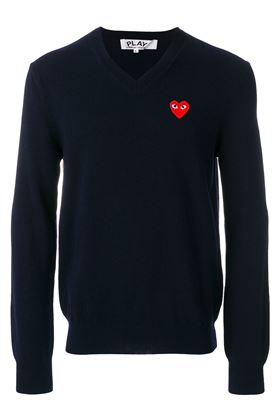 Maglia scollo a V con logo cuore Comme des Garcons Play | AXN0022